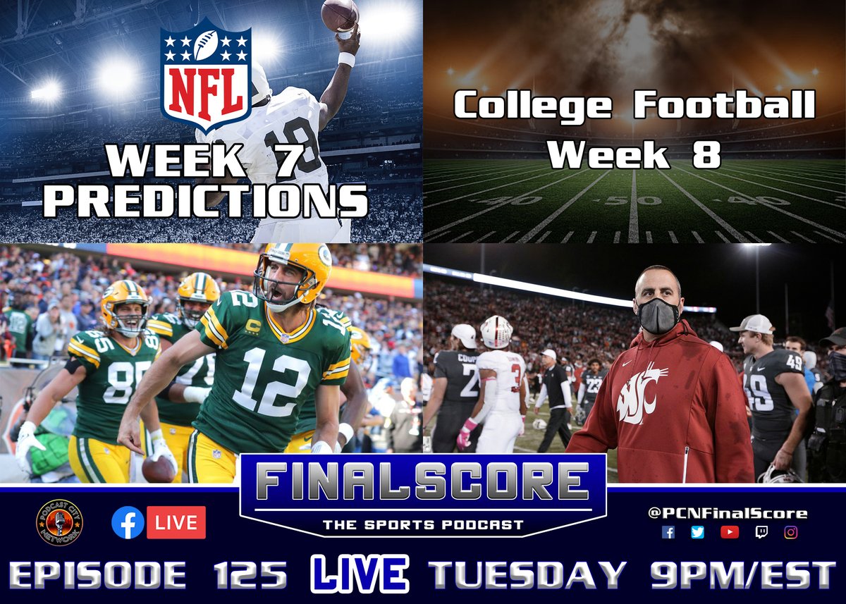 PCNFinalScore's tweet image. Catch Ep 125 of FinalScore LIVE TONIGHT at 9PM ET! Just hit the #LIKE and #FOLLOW buttons so you don&apos;t miss out!

NEW MERCH at podcastcity.net/shop!

#PCNFinalScore #PCN #sports #podcast #NFL #collegefootball #NCAA #WSU #AaronRodgers #PCNFamily