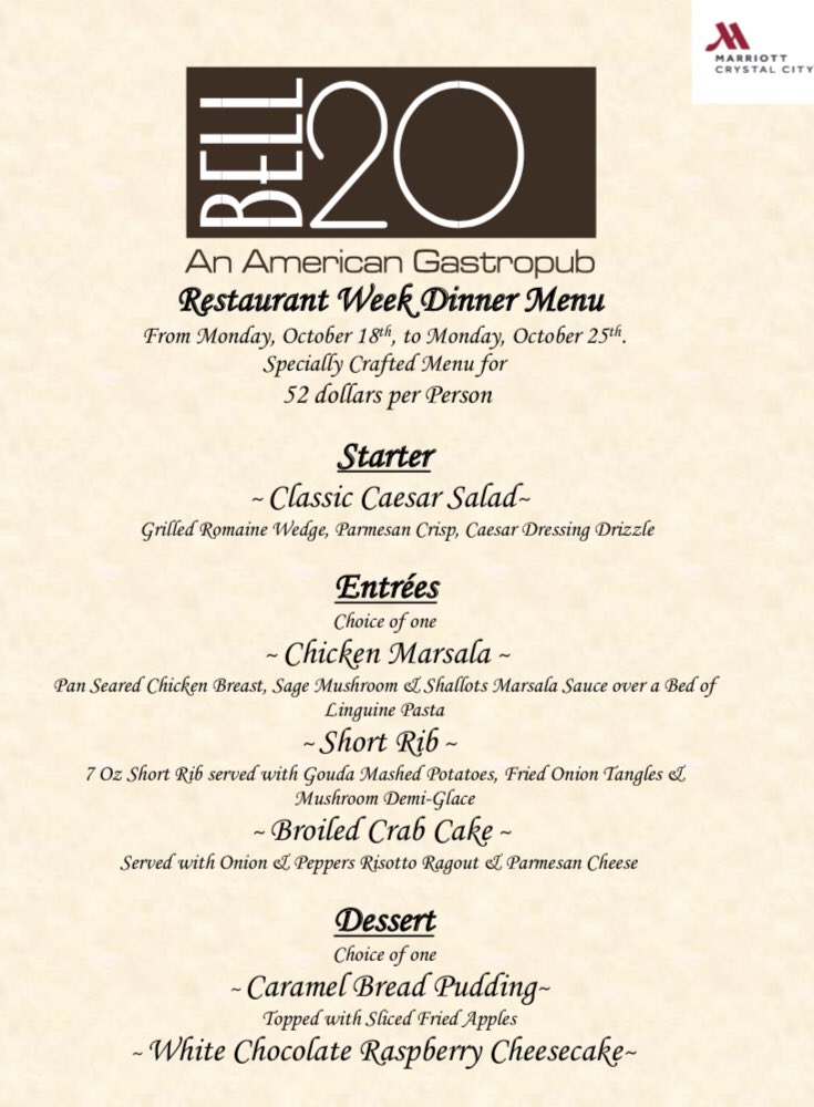 Arlington Restaurant Week is here!!! Come stop by Bell20!!