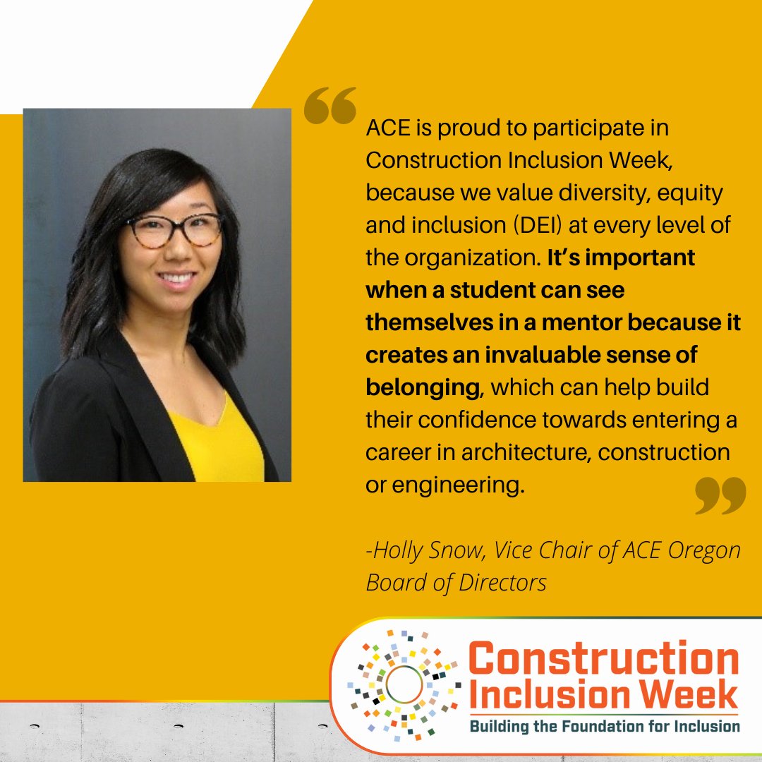 Read some words from Holly Snow, Estimating Manager at <a href="/JEDunn/">JE Dunn Construction</a> and Vice Chair of the ACE Oregon Board of Directors about #constructioninclusionweek. Thank you, Holly!