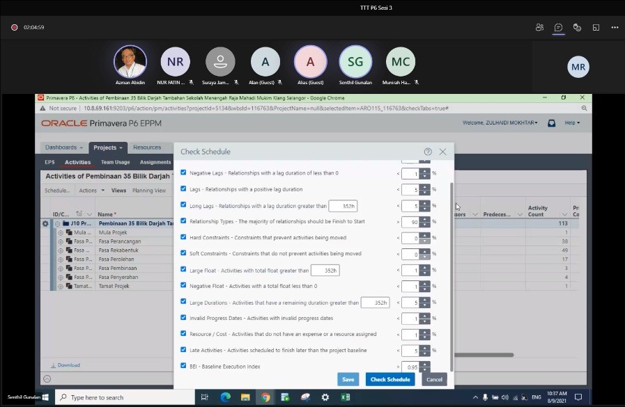 J10Jkr's tweet photo. 6 hingga 9 September 2021 – Sesi latihan Train the Trainer (TTT) Penjadualan Projek P6  untuk Sesi 3 telah berlangsung  secara atas talian melalui Platform Microsoft TEAMS. Sesi latihan ini telah berlangsung selama empat (4) hari. Terima kasih kepada semua pegawai yang terlibat. https://t.co/J26ClEa4NC