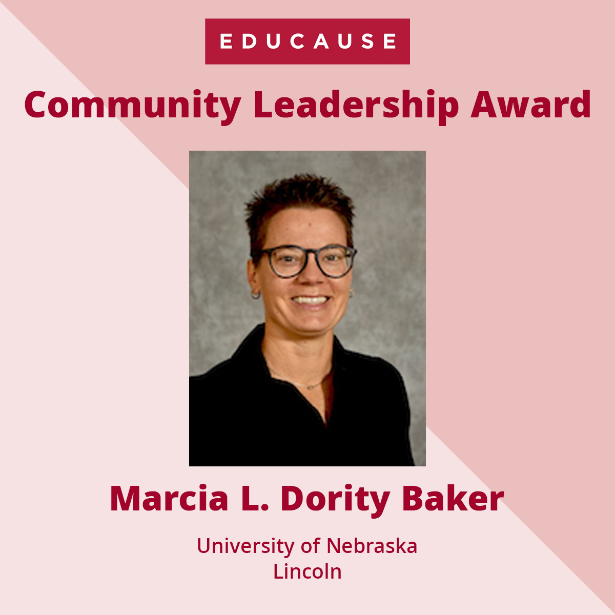 Congratulations to Marcia L. Dority Baker, winner of the Community Leadership Award, and all of this year’s EDUCAUSE Award winners! educause.edu/careers/awards…