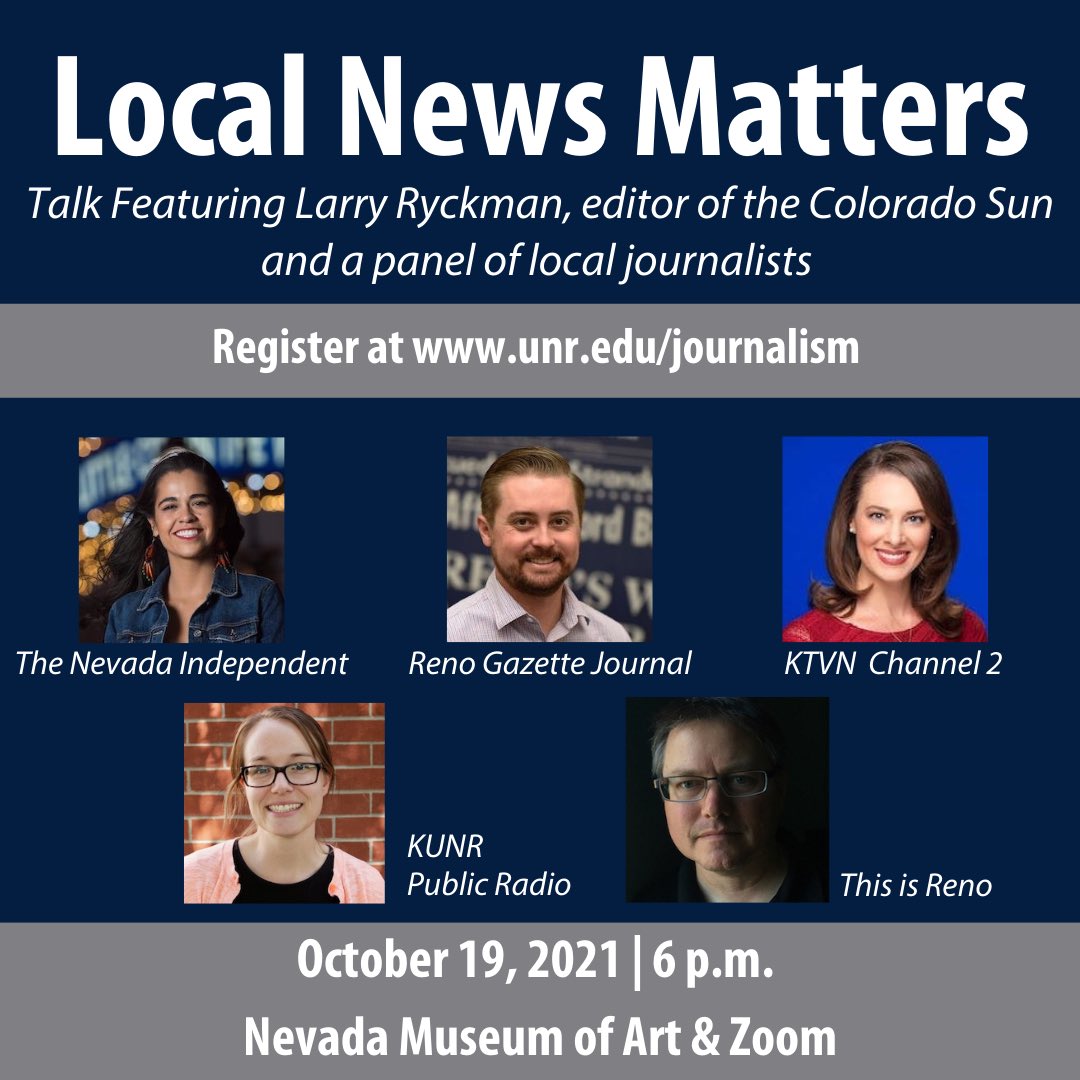 Looking forward to talking about some big issues tonight with this most excellent group of journalists! <a href="/RSJNevada/">The Reynolds School</a> #localjournalismday #journalismmatters