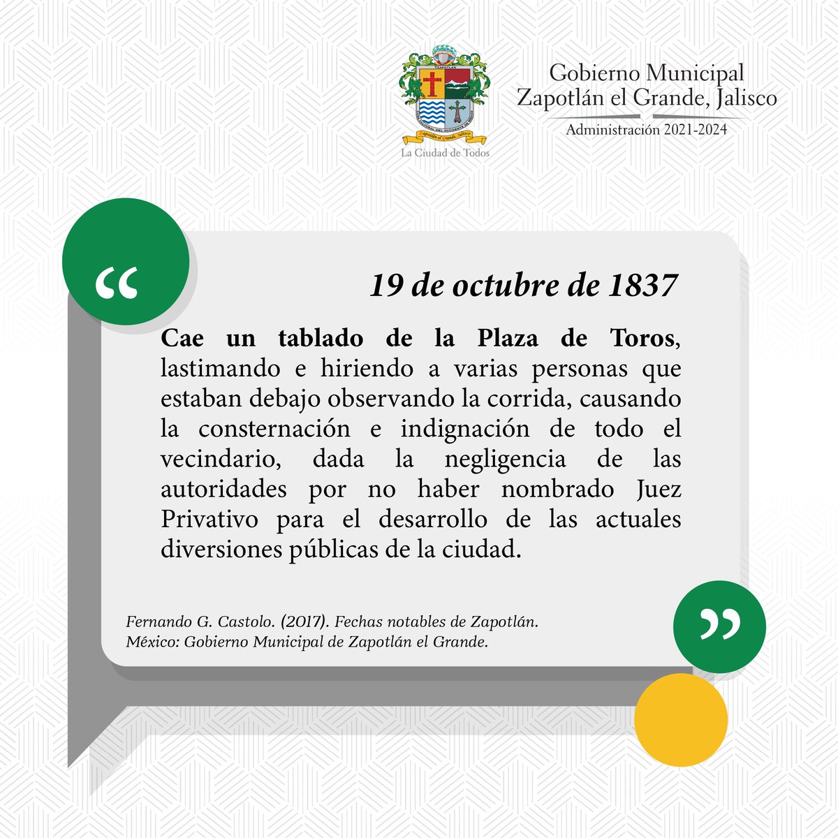 ZapotlanGob's tweet photo. Conoce y comparte estos importantes hechos históricos acontecidos un 19 de octubre en Zapotlán el Grande, #LaCiudadDeTodos. https://t.co/CN6qhCVmcD