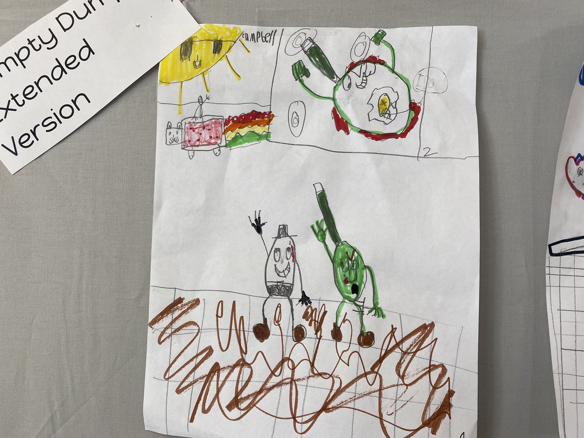 Students illustrated and retold Humpty Dumpty! Frying pans included!Yikes! #ahisd <a href="/Cambridge_AH/">🐴Cambridge Elementary AH</a>