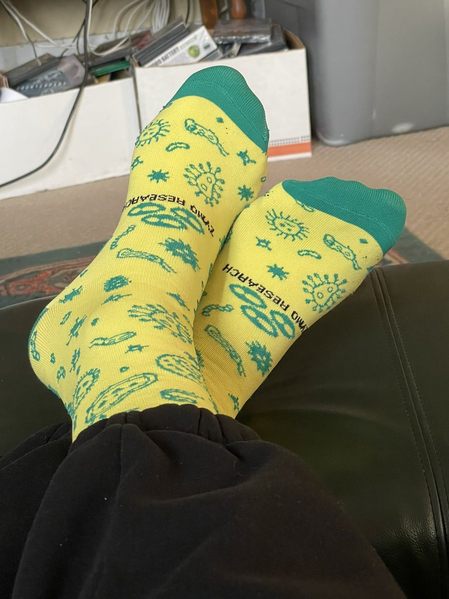 markowenmartin's tweet photo. Time to get cracking. With or without lysozyme. Thanks to @ZymoResearch for the socks. I miss in person conferences where I can pick up (and pass out) cool #MicrobialSwag. https://t.co/euM2aytG6o