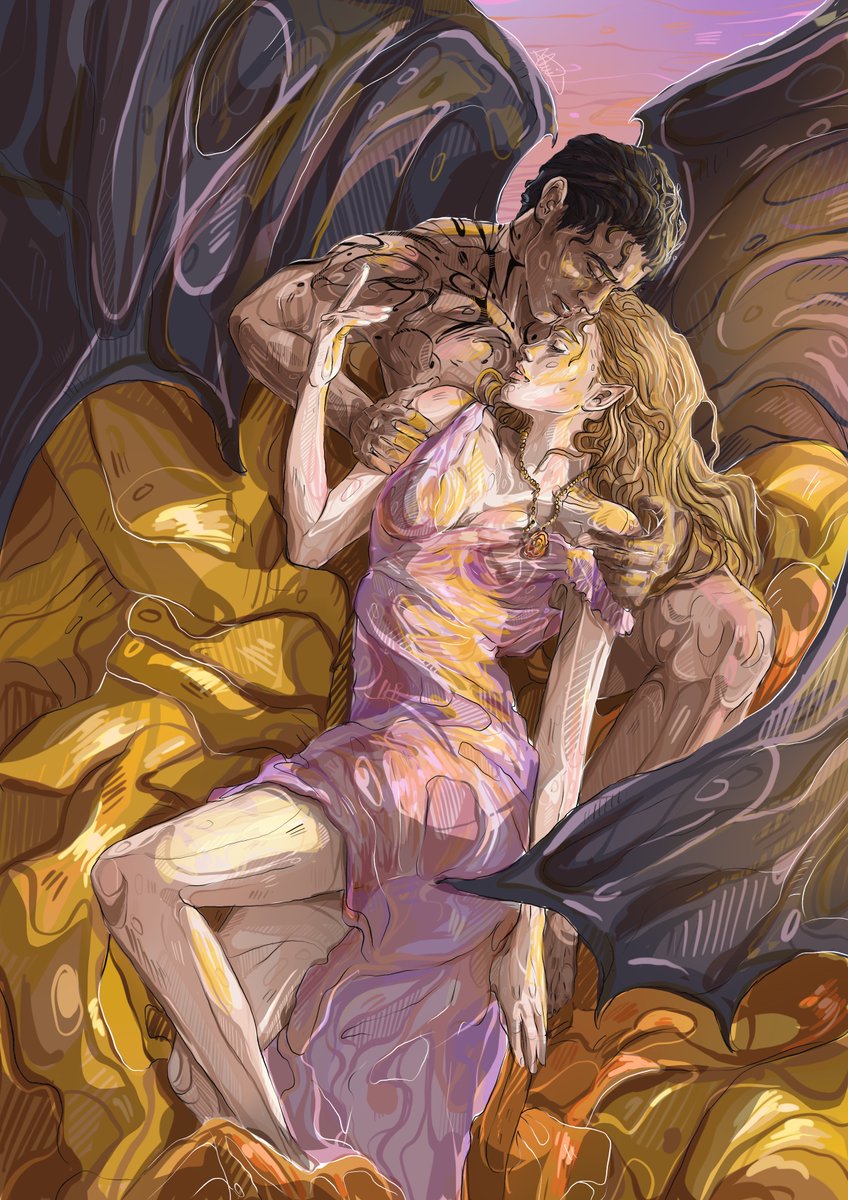 StardustSteph's tweet photo. "𝑶𝒇𝒇𝒆𝒓 𝒂𝒏𝒅 𝒑𝒆𝒓𝒎𝒊𝒔𝒔𝒊𝒐𝒏."
༻🖤༺

For my Elriels. 🌸🦇

Art by pandyals_art (IG linked below). 
Commissioned by me.

Retweets appreciated! Don't repost on Twitter, please.

#elriel #acotar #bookart https://t.co/U96nQNOGBU