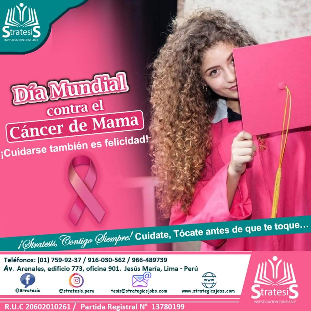 Stratesis1's tweet photo. ‼Día Mundial contra el Cáncer de Mama‼🌺🌷Cuidarse también es felicidad...
En Stratesis nos unimos a aquellas luchadoras que día a día siguen adelante con voluntad. 
.
¡@Stratesis.peru, Contigo Siempre!🎓
#CancerdeMama #tocate #mamografía #previne #Tesis #Lima #Perú #Stratesis https://t.co/R0qU1mTkdy