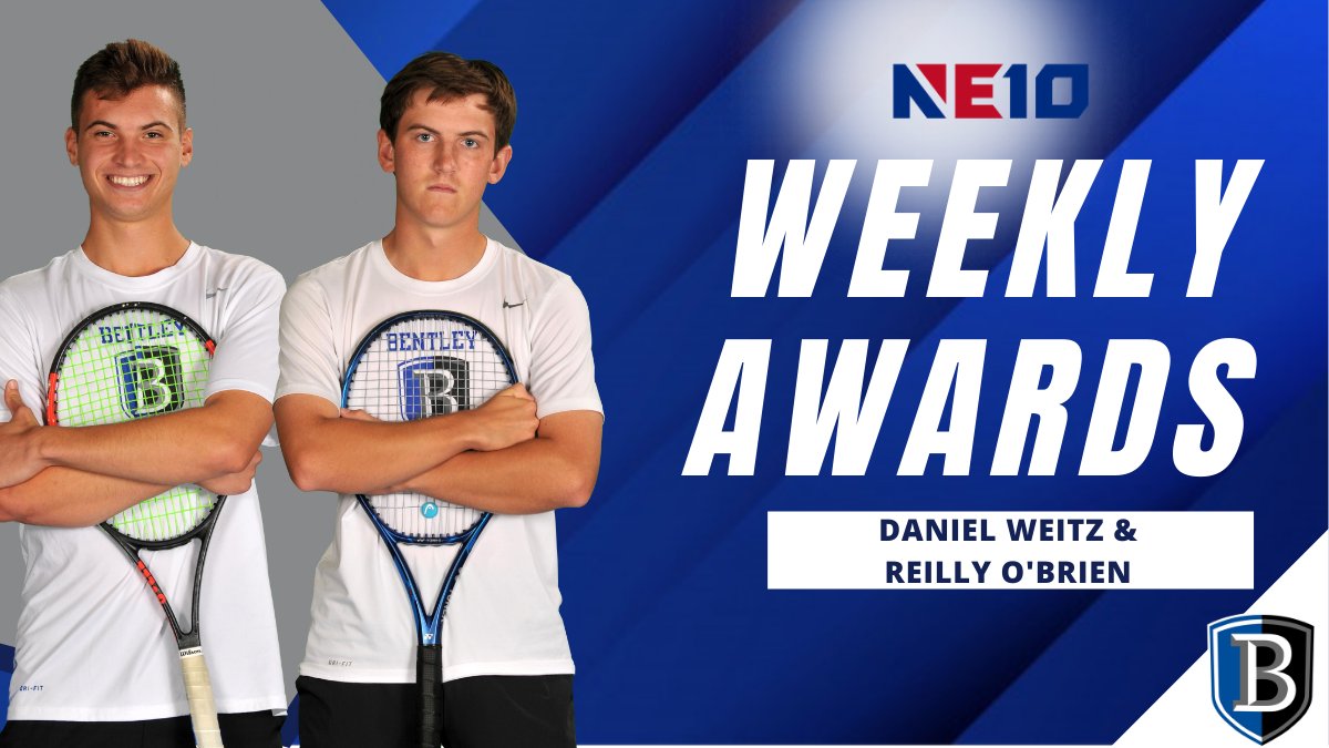 BentleyFalcons's tweet photo. Bentley swept the NE10 Men's Tennis weekly awards this week 🎾👊

Daniel Weitz is the Player of the Week and Reilly O'Brien is the Rookie of the Week.

Weitz combined to go 4-0 and O'Brien 5-0 as they helped the Falcons to 3 wins last week and a 5-0 fall season https://t.co/5oXySHev1C