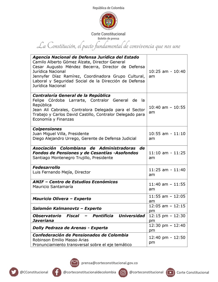 CConstitucional's tweet photo. #LaCorteInforma I Corte Constitucional convoca a audiencia pública virtual para escuchar a todos los involucrados en la discusión sobre el traslado de un fondo privado de pensión a Colpensiones.
(1/2). https://t.co/Krp3oeYyaW
