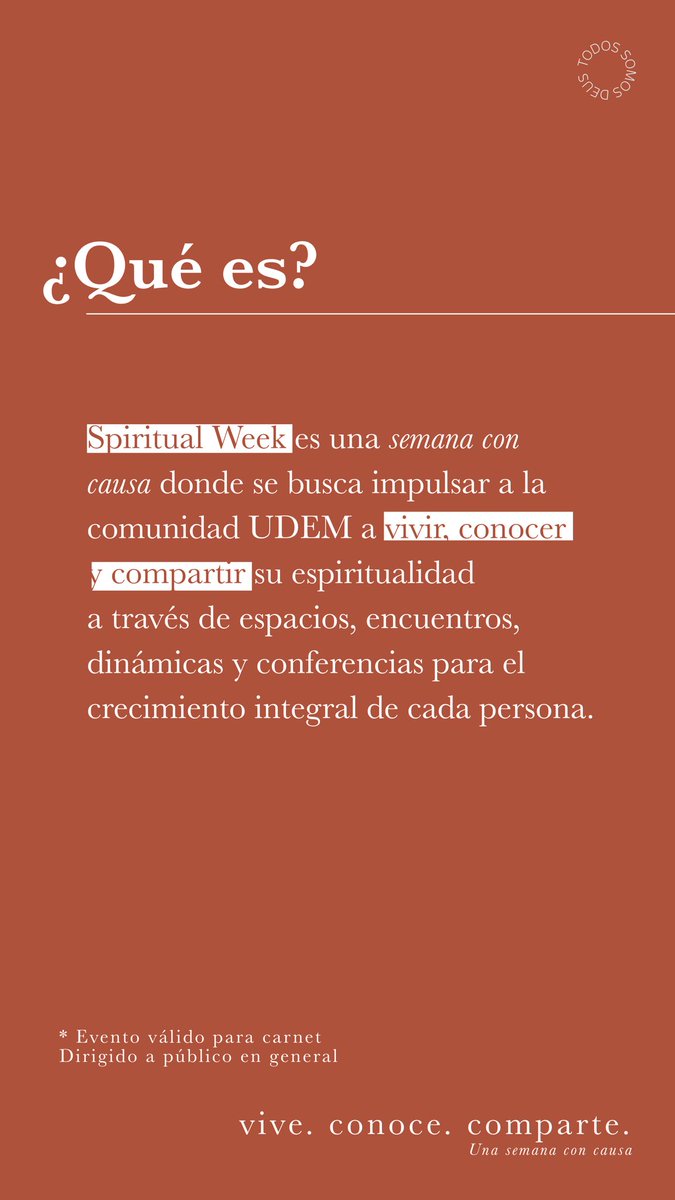 DEUS_UDEM's tweet photo. Queremos invitarte a un NUEVO evento llamado Spiritual Week, una semana con causa.

El cual se llevará a cabo del 25 al 28 de octubres

Estamos pidiendo una aportación mínima de $50 para el evento y para la causa con la que estamos trabajando @fundacionjoseadrian https://t.co/q1dbtnpO0B