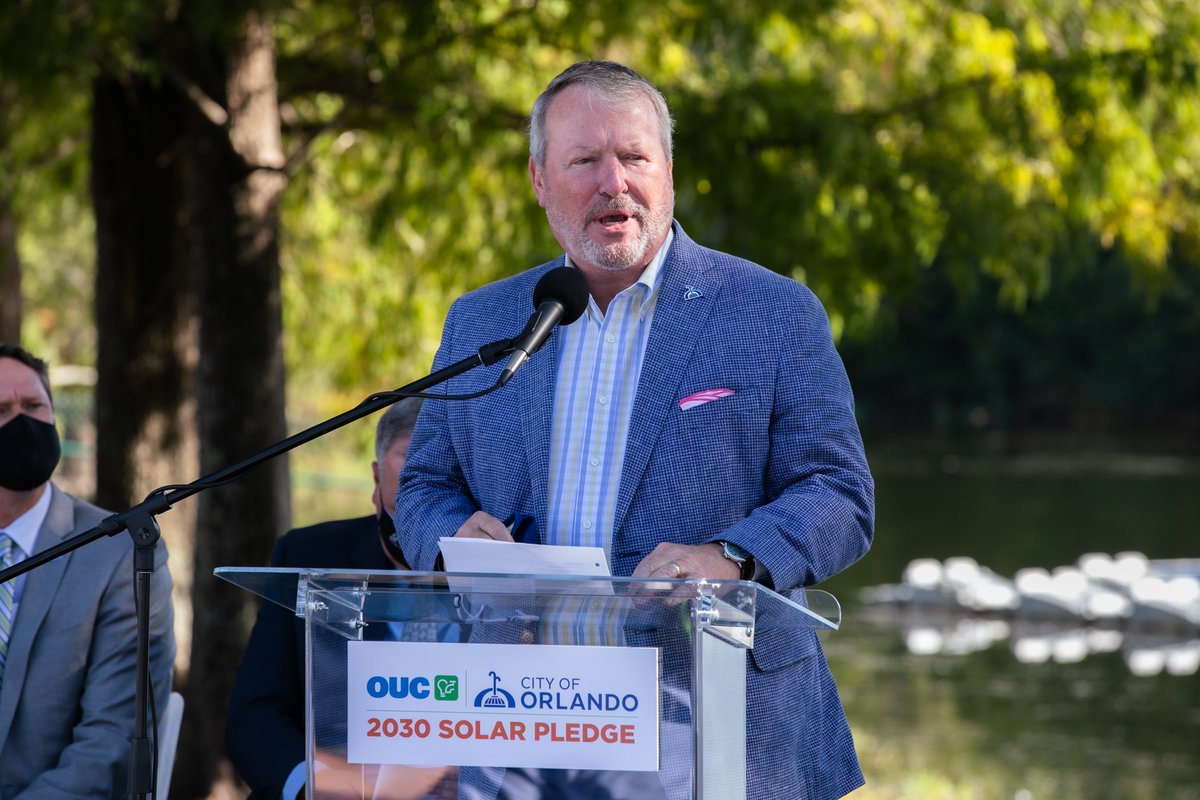 orlandomayor's tweet photo. With all this sunshine, it's the perfect day to announce @OUCreliableone's 2030 Solar Pledge. We're asking businesses to join @citybeautiful and begin the transition to clean energy at their facilities. 

Solar energy is good for public health and helps us address climate change. https://t.co/GnL2g42RBx