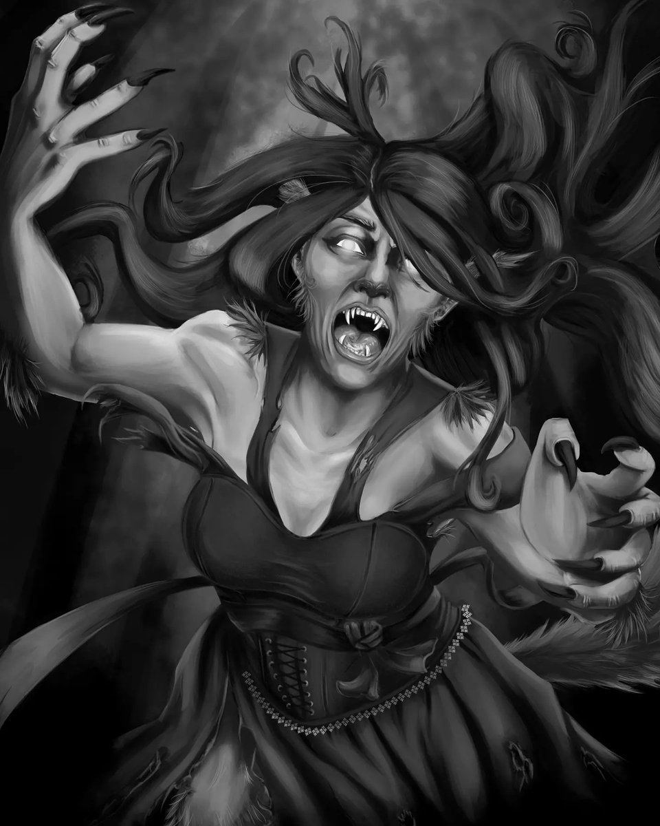 MrJiyn's tweet photo. This fierce lady is on the way to her new home just in time for the full moon.  
#werewolf #fullmoon #supernatural #transformation #commission #art #weretober #mrjiyn https://t.co/b5qDfBOnpF