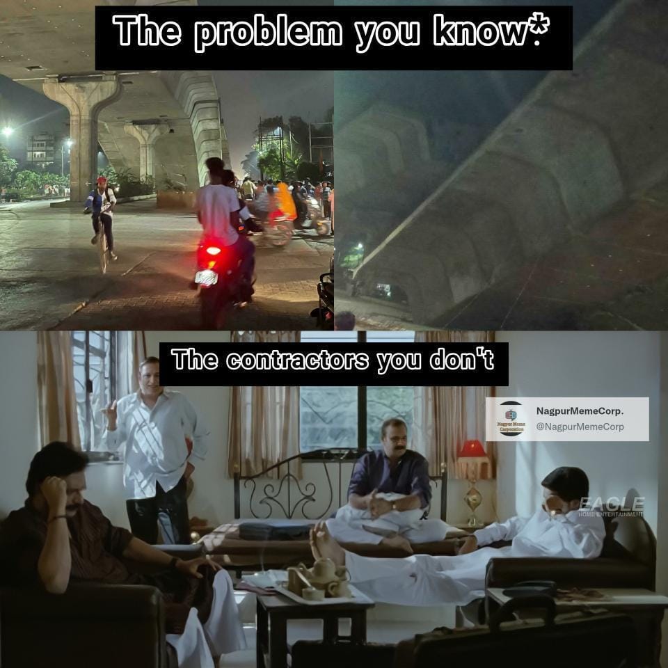 anuchhabrani's tweet photo. @SGattewar_NGP #transformingnagpur Today's flyover incident shows us how Nagpur is changing and Transforming - VIKAS, TAXPAYERS MONEY down the Drain,TALL CLAIMS- ZERO ACCOUNTABILITY https://t.co/VYAmA38AhO