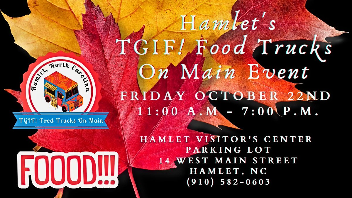 Hamlet_Depot's tweet photo. All of us with the Hamlet Depot &amp; Museums  Hamlet Depot &amp; Museums are calling Friday, October 22nd TGIF! Friday Event Day in Hamlet!  So, if you're local, mark you calendars!  Don't miss it! https://t.co/jXEPClsEW6