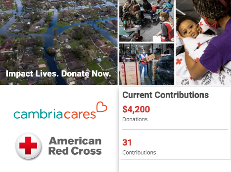 CambriaTweets's tweet photo. 2 months ago, Hurricane Ida left her devastating mark on communities from Louisiana to the Northeast. Cambria and our employees partnered together to support @ARCLouisiana raising over $4,000 for those still in need &amp; recovery efforts after the storm. #CambriaCares #HurricaneIda https://t.co/q4SLAFV4rM