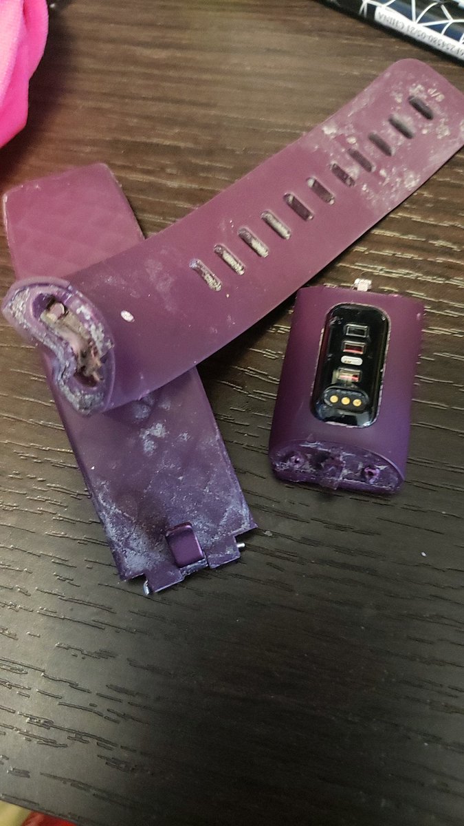 thatangellove's tweet photo. @fitbit @FitbitSupport  if it fell off during a jog and got ran over by a car before I found where it fell off... Can I get a replacement? I don't see "ran over by a car" in my paperwork... #justwondering https://t.co/MZjv4gc5eG
