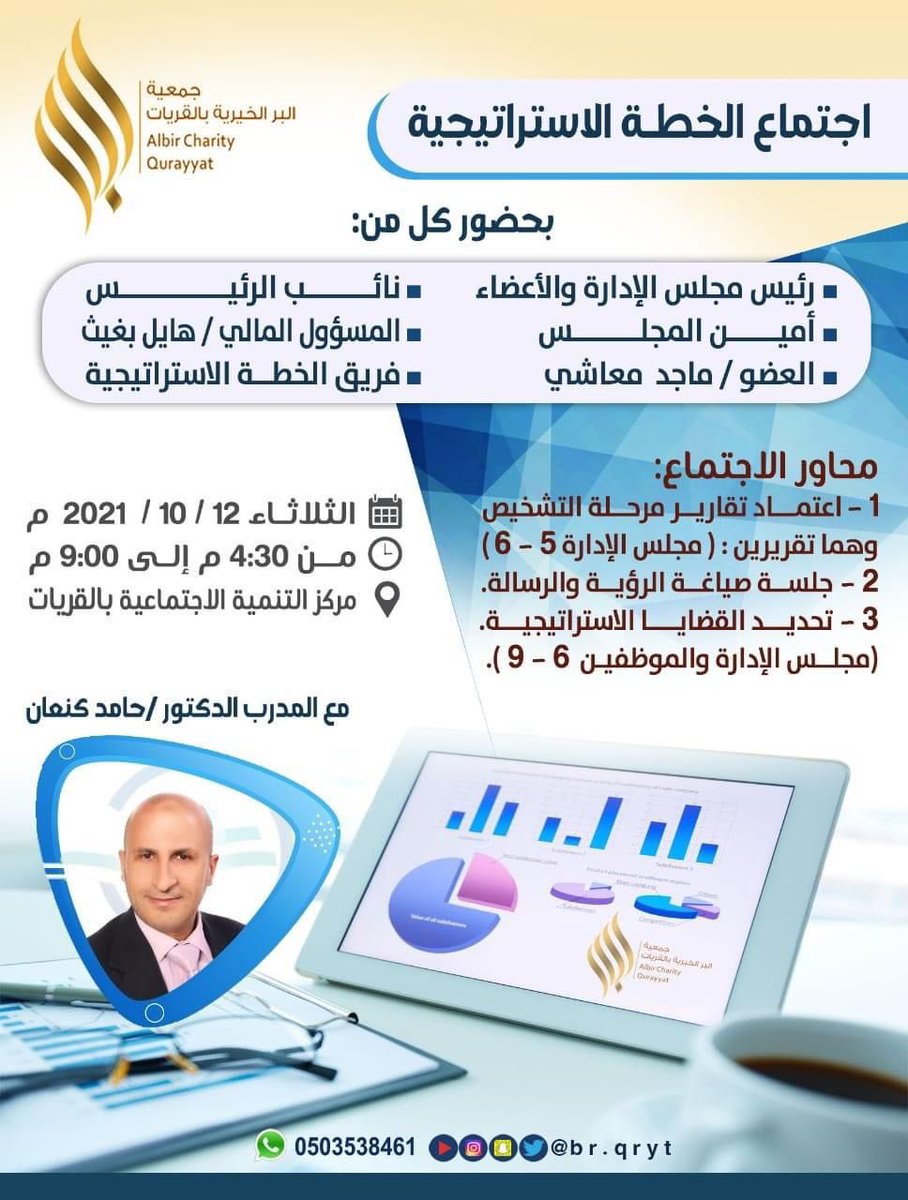 Sa1Poc's tweet photo. تم - بفضل الله تعالى - إتمام المرحلة الأولى من مشروع صياغة الاستراتيجية الأولى لجمعية البر الخيرية بالقريات ، بقيادة كبير مستشاري المكتب الدكتور / حامد كنعان 🌿

#مسارات_الإبداع
#رفيقك_إبداع https://t.co/1fqXkA3NSs