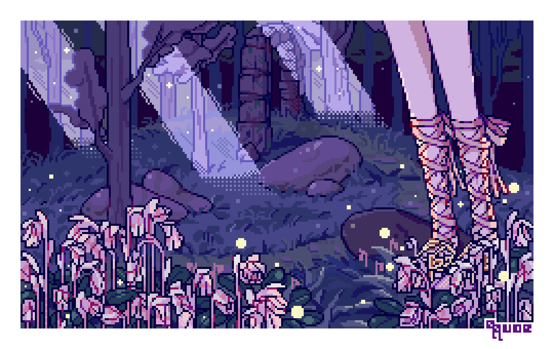 🌙 ghost pipes in a moonlit forest ✨

#pixelart  #ドット絵