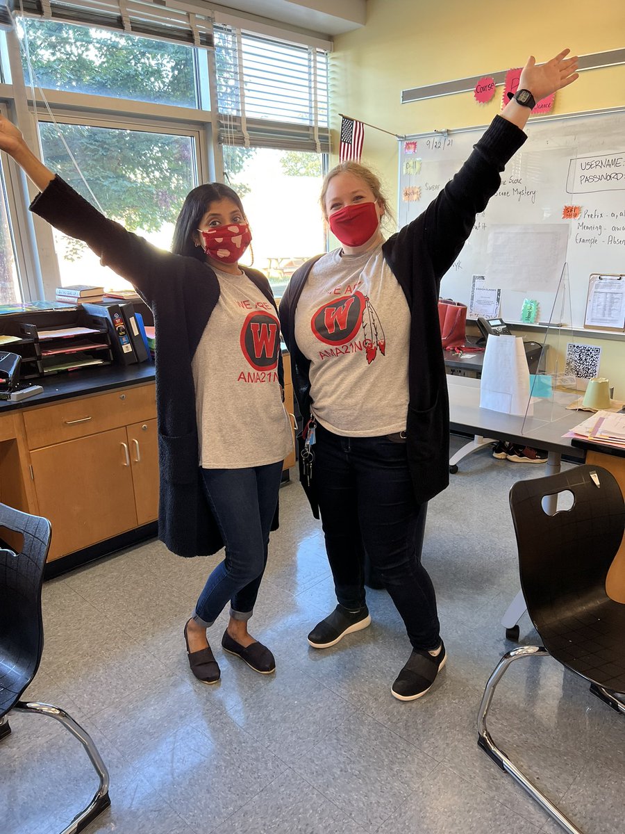 ashapraks's tweet photo. Woodlawn spirit week! Twin day, twinning with my student Intern. Warrior Pride! Woodlawn strong! @JamelJernigan @MrsRBomar @BookerYalonda @WoodlawnHS_BCPS https://t.co/djiyCQoBaK