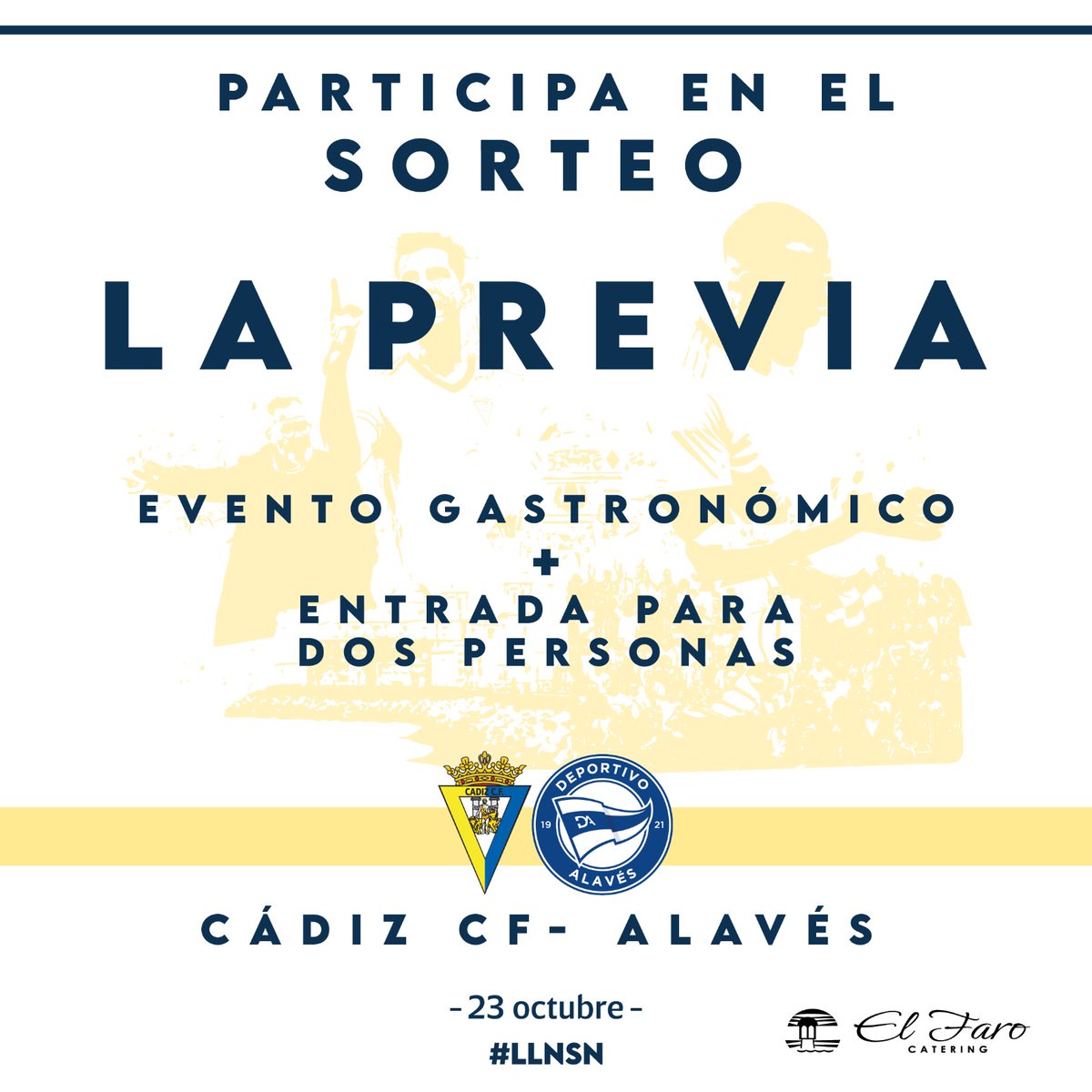 Cadiz_CF's tweet photo. 💛💙 ¡SORTEAZO CADISTA! 

🍽️ Previa en el estadio con catering de @elfarodecadiz 

⚽️ 2 entradas para el #CádizAlavés 

Participar en el sorteo es muy sencillo:

1⃣ RT y MG a este tuit
2⃣ Sigue esta cuenta
3⃣ Menciona a la persona con la que quieras venir

¡¡¡SUERTE!!! 💪 https://t.co/5gCR4d5BQX