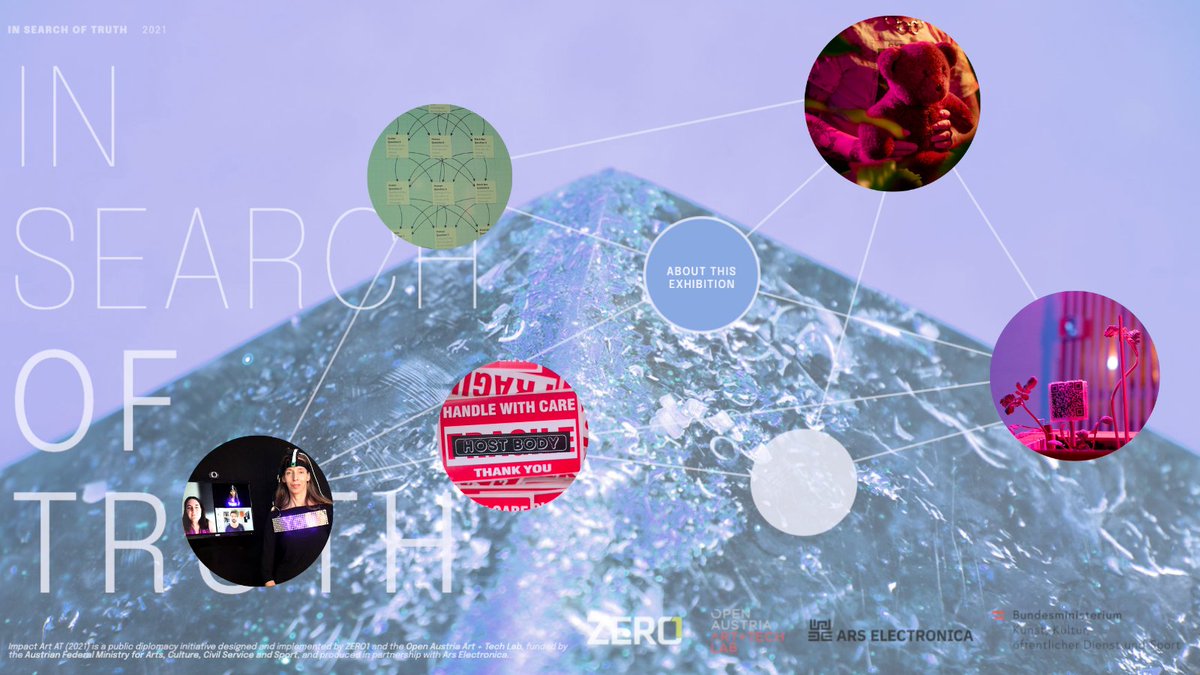 ZERO1_ART's tweet photo. VIRTUAL EXHIBITION 🔎https://t.co/iu3qUeJ8HN 🔍 “In Search of Truth” expresses a collective concern towards an excessive trust, dependency, &amp; reliance on new tech in the digital age by tackling some of its troubles or by speculating on “true” presents &amp; futures using media art. https://t.co/A8wVObFyuK