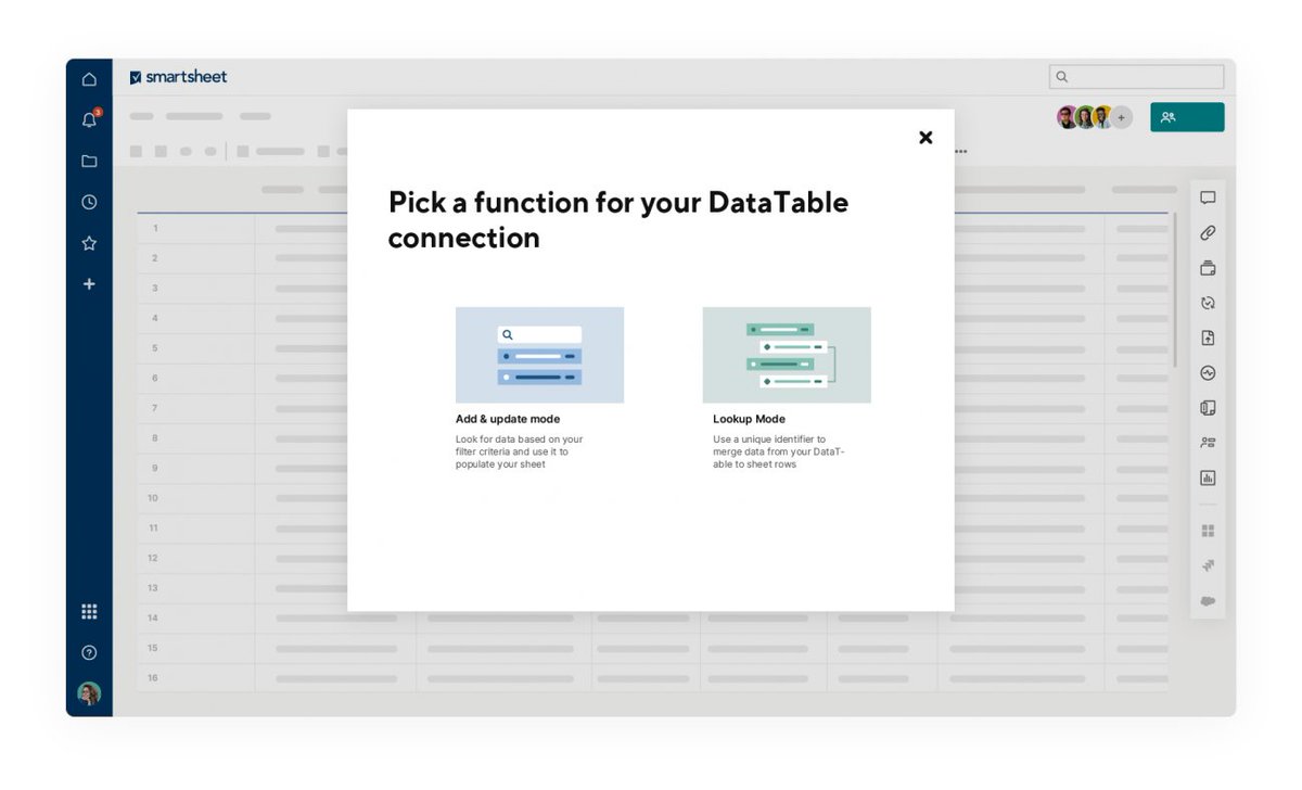 AndreeStara's tweet photo. New fantastic features 🤩 released at #ENGAGE2021 from #smartsheet

Gamechanger!

DataTable
Store and access millions of rows of data and run their enterprise-scale processes with ease.

Estimated availability: Q4 FY22

#smartsheetaligned #smartsheetpartner #smartsheetENGAGE https://t.co/dgD3WxUcRb