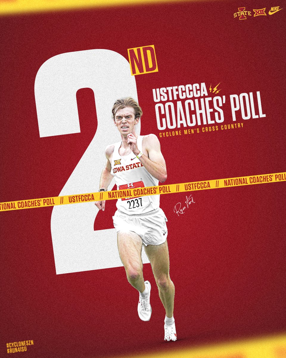⬆️⬆️

The Iowa State men are #2️⃣ in this week's <a href="/USTFCCCA/">USTFCCCA</a> National Rankings, our highest men's team ranking since 1994!

#CycloneSZN #Run4ISU