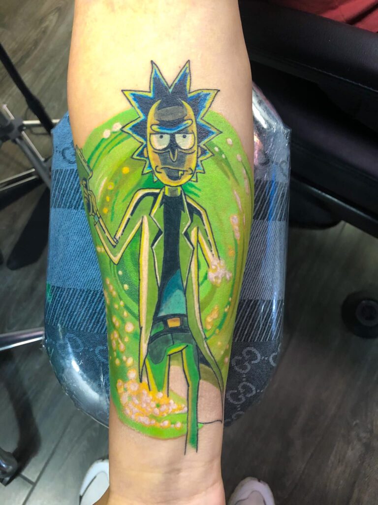 A Brilliant Interactive Rick and Morty Green Screen Tattoo That Comes  Alive With Moving Images