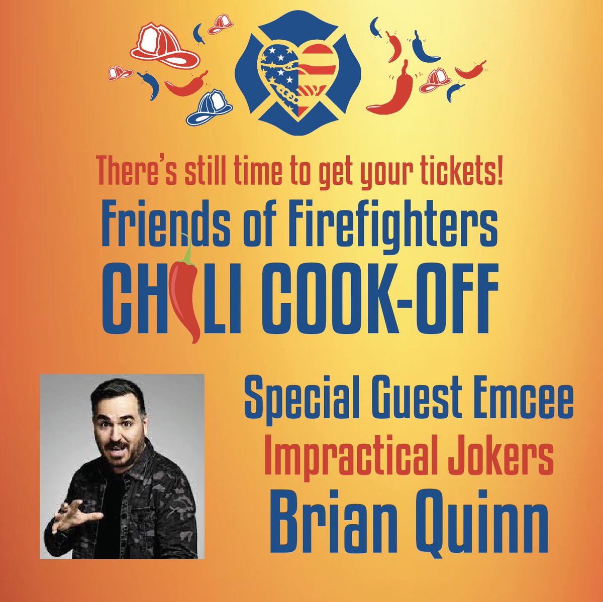 Exciting news! @truTVjokers @BQQuinn has joined our #FirehouseChiliCookOff as emcee as well as one of our new judges! Save $10 and get your tickets online today. Simply visit friendsoffirefighters.org. Thank you for supporting our mission to be here for @FDNY & families!