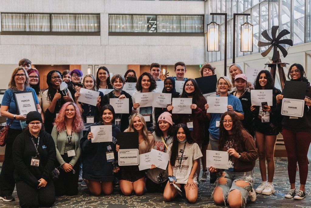 mhsmarquee's tweet photo. We had a great weekend at TAJE Fall Fiesta in San Antonio! The Marquee won First Place Best of Show and many Marquee, MOB and Yearbook staffers won individual awards, giving Marcus first place in Sweepstakes. Congrats to everyone who placed!
@Marcus_HS  @MarcusRedNation @MHS9th https://t.co/o3fG40aI0c