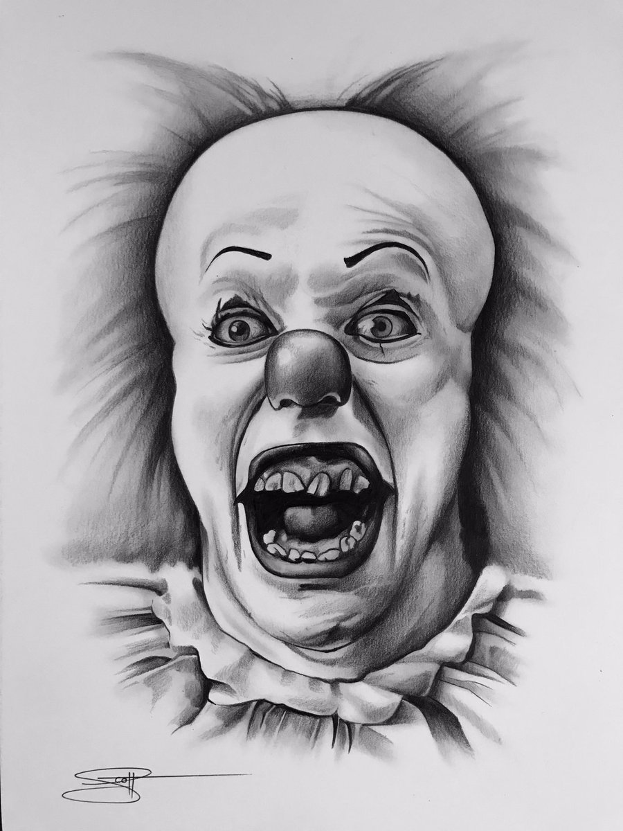 ScottArtBeyond's tweet photo. Latest pencil portrait for October 

🎃 October 16th - Faces of Fear Part II 🎃 
“ I'm every nightmare you've ever had. I'm your worst dream come true. ...”

Tim Curry as Pennywise - Stephen king’s IT - 1990

@StephenKing #timcurry #it #pennywise https://t.co/CsW7g6JgrH