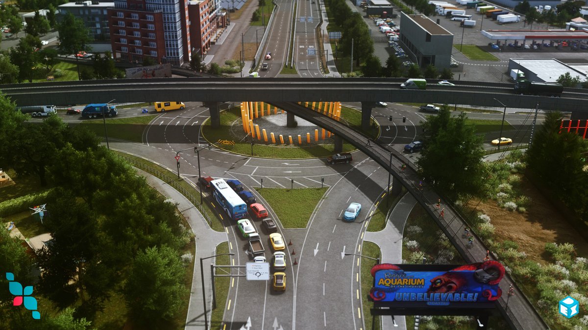 The second rework of the main roundabout in #FairytaleKeys. Now the traffic solution is getting a bridge upgrade. #CitiesSkylines