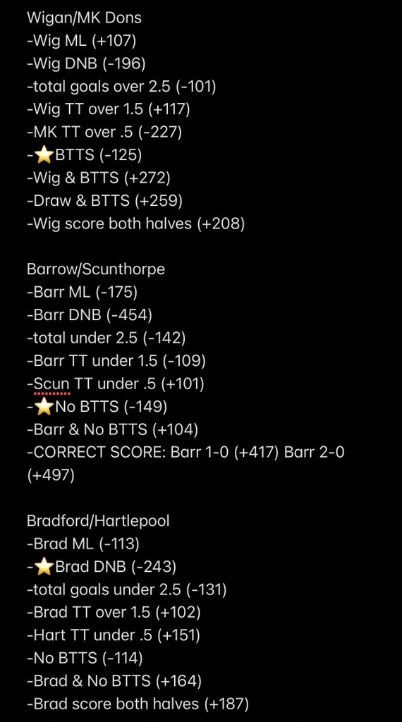 willveliz11's tweet photo. We have our Dortmund team playing an important UCL match, with some English lower leagues sprinkled in!⚽️🔥🔥🔥

*REMINDER*
DNB= Draw No Bet
TT= team total
Picks with a * are unofficial in that you should just sprinkle some change due to the high odds.

7⭐️Parlay (+1905) https://t.co/rhw7qqH9iW