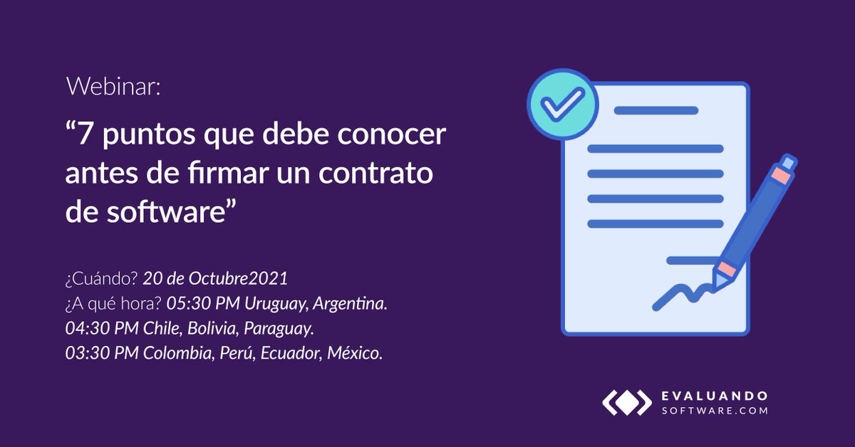 evaluandosoft's tweet image. #ɴᴜᴇᴠᴏᴡᴇʙɪɴᴀʀ | 7 ᴘᴜɴᴛᴏs ǫᴜᴇ ᴅᴇʙᴇ ᴄᴏɴᴏᴄᴇʀ ᴀɴᴛᴇs ᴅᴇ ғɪʀᴍᴀʀ ᴜɴ ᴄᴏɴᴛʀᴀᴛᴏ ᴅᴇ sᴏғᴛᴡᴀʀᴇ 

Inscribite 𝗴𝗿𝗮𝘁𝘂𝗶𝘁𝗮𝗺𝗲𝗻𝘁𝗲 completando el formulario 👇 

zcu.io/jGq5 

#SoftwareERP #ElegirERP #ProveedorERP #contratoerp