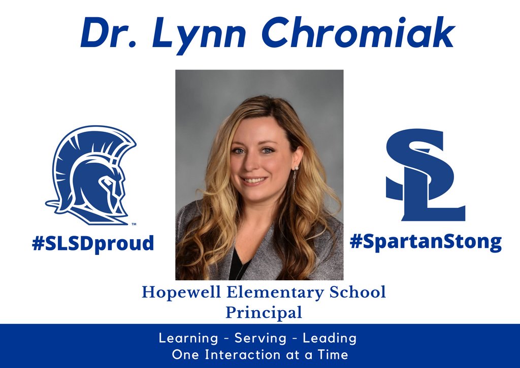October is National Principals Month! Many thanks to Dr. Chromiak for her dedication to the students and staff at Hopewell! We are very thankful for her kindness, leadership, and the sense of community that she is building as the Principal at Hopewell. #SLSDproud #SpartanStrong