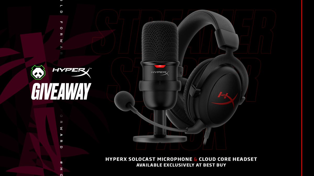 PandaGlobal's tweet photo. Do you want to stream like a Panda? Well now you can!

We're giving away 2 @HyperX Streamer Starter Packs which includes a HyperX SoloCast microphone and Cloud Core headset.

To enter:
-Like
-Retweet
-Tag a Friend https://t.co/vZzbklYk3S