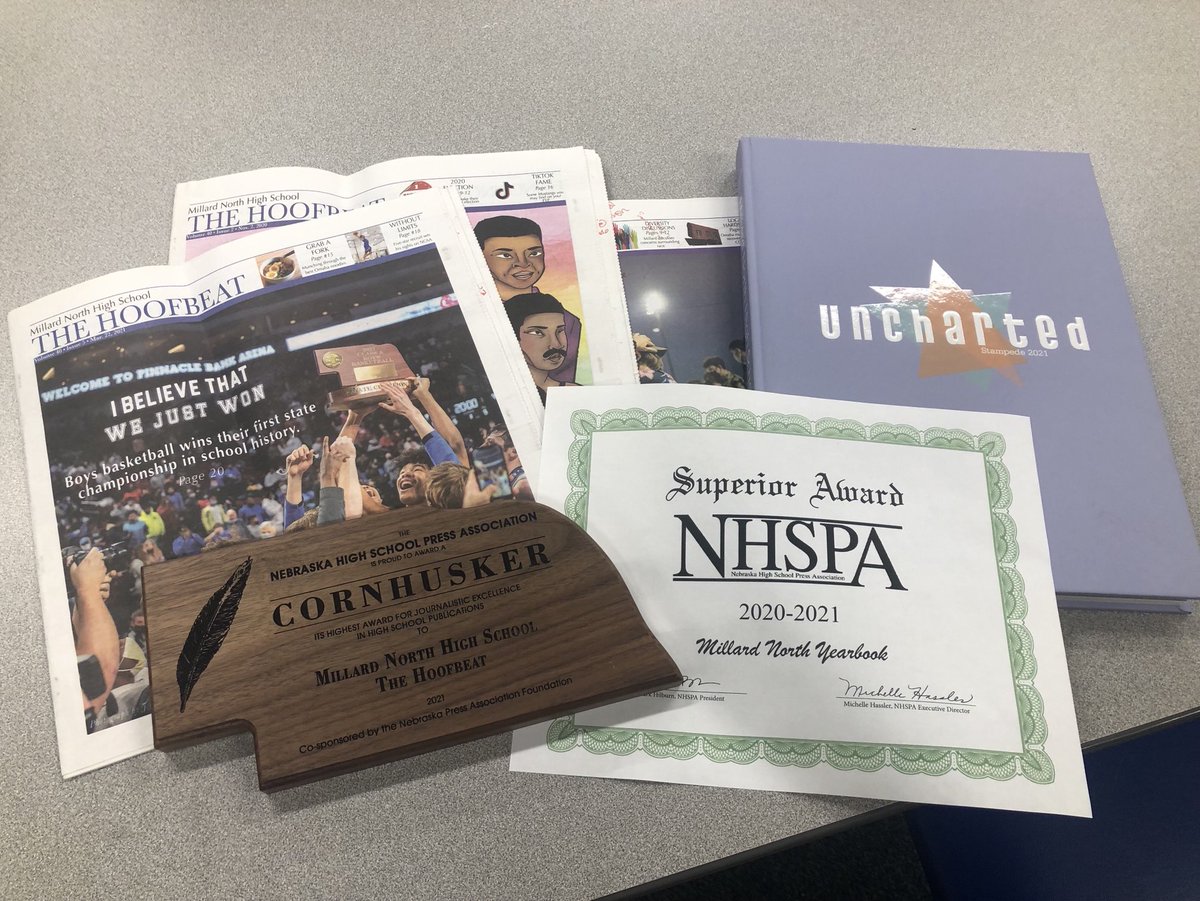 mnhoofbeat's tweet photo. MN journalists had a great day in Lincoln yesterday at the State Journalism Convention! Congrats to the 2020-21 Hoofbeat for receiving a Cornhusker—the highest award in the State. Congrats to Yearbook on your Superior! https://t.co/V6VZ0NKiLD