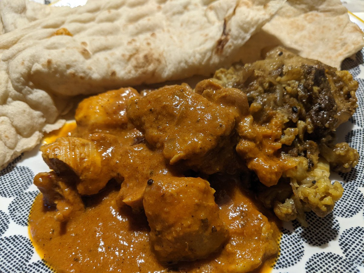 Andrew Stevenson (@the_a_stevenson) on Twitter photo Next instalment of the <a href="/aktarathome/">Aktarathome</a> curry box: last of the ghobi anghara (a delicious cauliflower dish unlike any I can recall) and kori Gassi (super tasty Mangalorean chicken curry) with naan.
Glorious. Next instalment of the <a href="/aktarathome/">Aktarathome</a> curry box: last of the ghobi anghara (a delicious cauliflower dish unlike any I can recall) and kori Gassi (super tasty Mangalorean chicken curry) with naan.
Glorious.