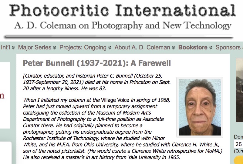 ADColeman1's tweet photo. New at my blog: My 1971 New York Times profile of Peter Bunnell (1937-2021) - https://t.co/idcJ9rvs77 https://t.co/Z2NYqaTRIU