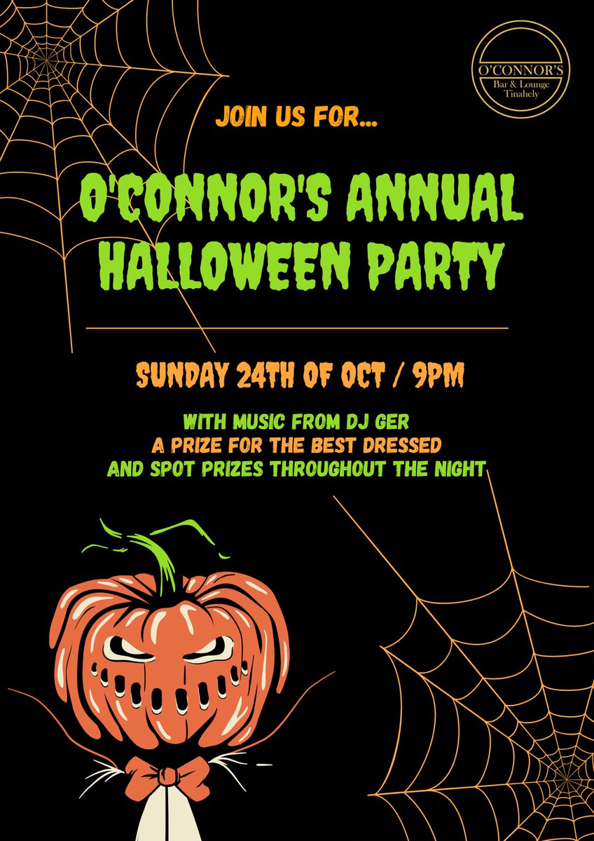 oconnors_bar's tweet photo. Entertainment update for this weekend - everything will take place in our marquee due to gov guidelines 🙌🏻

• Sat 23rd Shamrockers - 9pm-12am
• Sun 24th Annual Halloween Party with DJ Ger - 9:30pm-late
• Mon 25th Kids Halloween Party with DJ Ger - 6-9pm https://t.co/bsYRN5ktPW