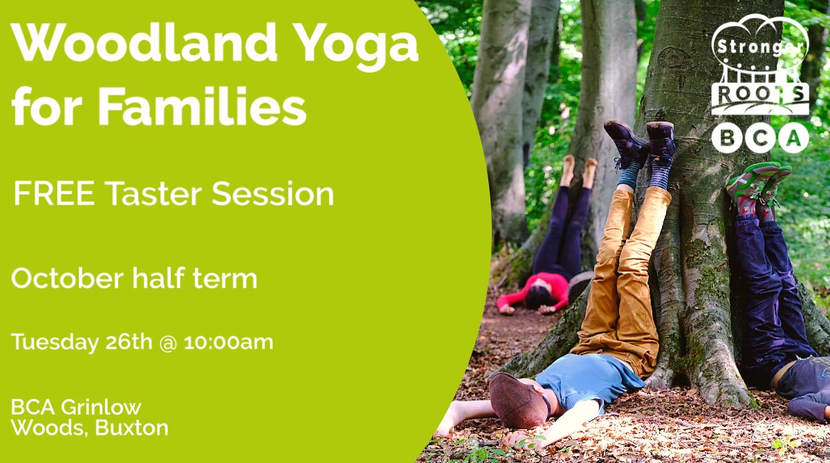 BCA1967's tweet photo. There’s lots happening in BCA Grinlow Woods for half term. 

We’ve just added a couple of Woodland Yoga sessions! 
One of these is specifically aimed at families - so bring the kids along 😃

Bookings and info: https://t.co/Ce0QnFCvbM 

#BCAStrongerRoots #Peakdistrict #BCAwoods https://t.co/QmvL8hzdFr