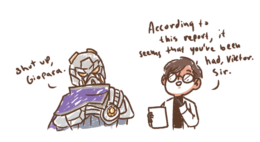 BunchesofAsh's tweet photo. PysOps au where Jayce is Viktor's sassy underling, or PsyOps au where they're both researching portals and end up opening one to each other. https://t.co/99ulbDbzzW