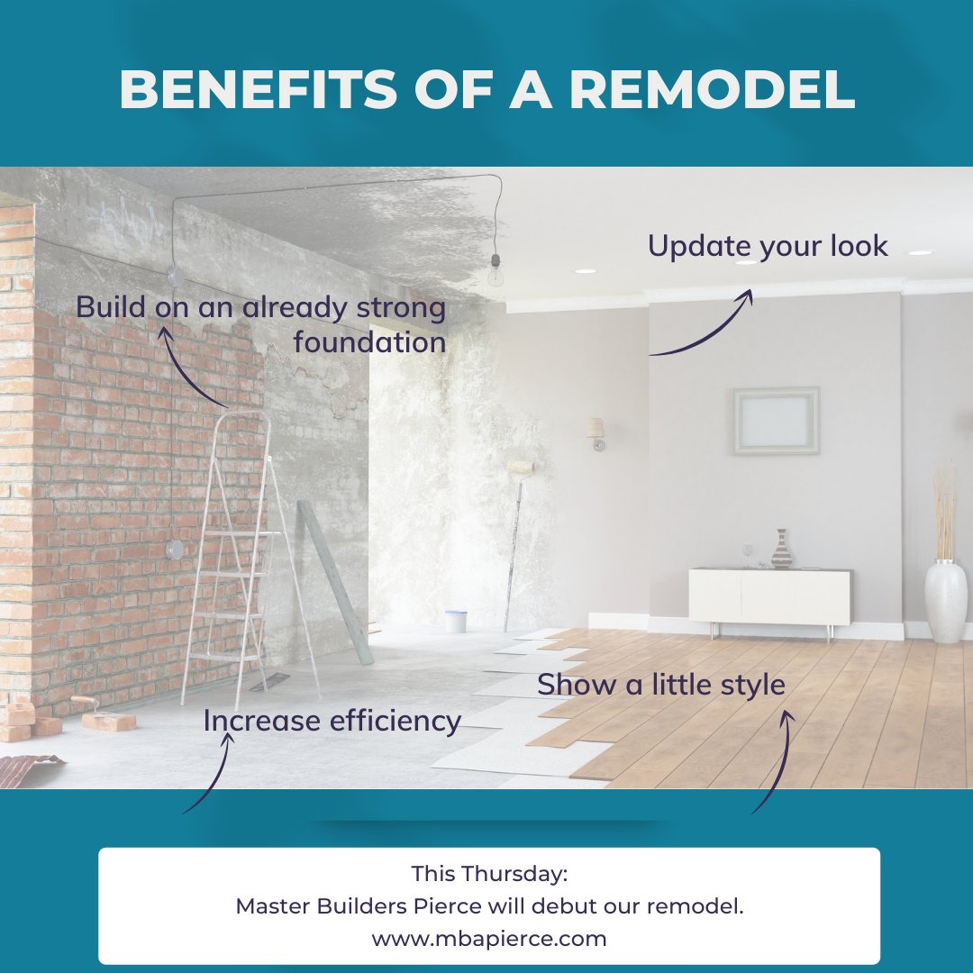The benefits of a #remodel are endless.  We can't wait to show you our latest remodel.  Stay tuned for Thursday!  

#MBAPierceCounty #masterbuilders #masterbuilder #piercecounty #affordablehousing #construction