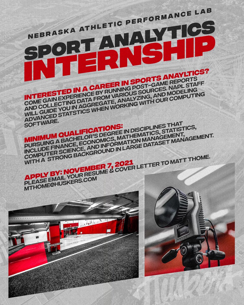 HuskersNAPL's tweet image. 🚨🚨Excited to post 2 new unpaid internship opportunities with our team! Seeking motivated individuals looking to gain sports science and/or sports analytics experience in an applied space🔥📈📊
Check out postings below for more details 👇👇