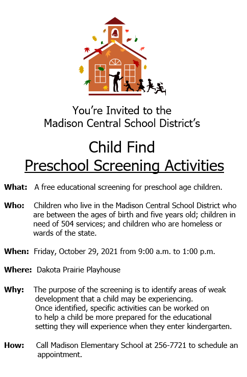 Madison Central School District Child Find Preschool Screening