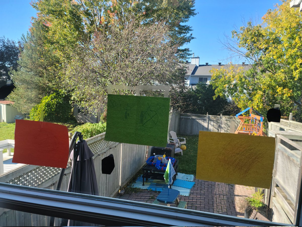 NickMWells's tweet photo. @Billy_Logan @WildBirdOttawa @SafeWingsOtt That's a good idea. It's not a huge window though, and in all our time here it's the first time that's its happened (that we noticed).

In the meantime, my kid put up some warning notes... https://t.co/rIQEhY8XD4