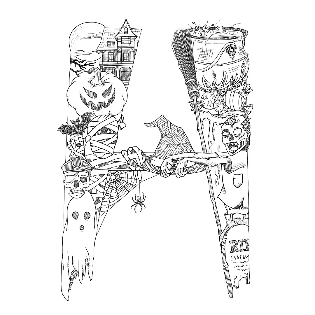 In_Letter_Form's tweet photo. For the ‘Ween. 

Your ghoul is to dig up 15 #Halloween themed things and ruin them with colour. If you dare. 

#halloweencolouring #colouringin https://t.co/FWAJecRIaX