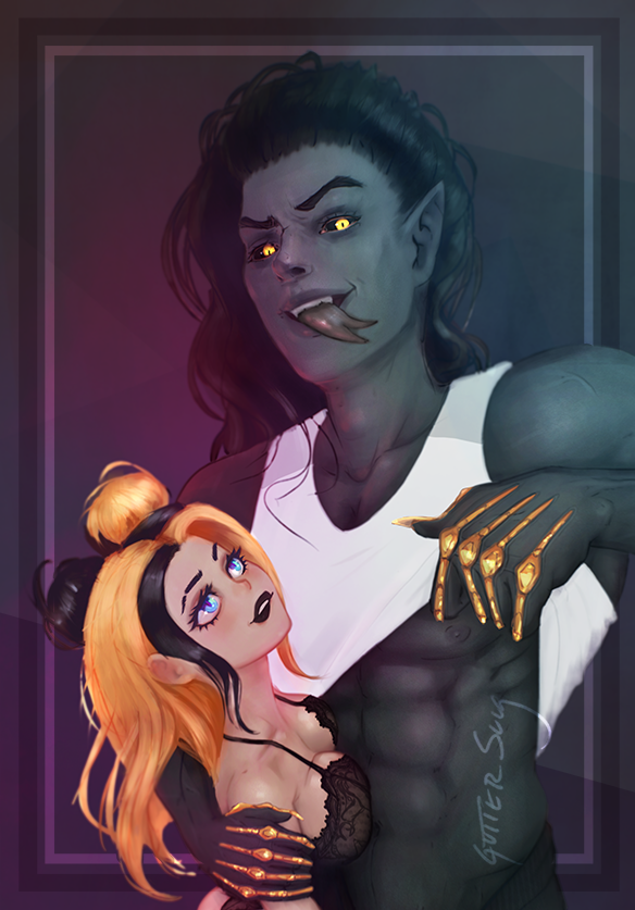 Gutter___Slug's tweet photo. An update on a finished commission piece from a few days ago. @Villanite keeps throwing ideas my way, so who am I to say no?

This is a cropped version so if you want to see the full thing check out their profile! https://t.co/d7dXQSdzZU