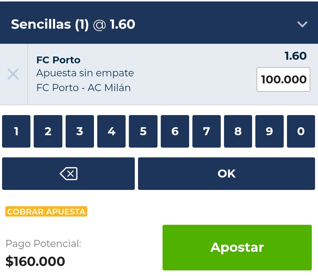 Tercera de Champions ⚽🏆

Apuesta sin Empate Porto