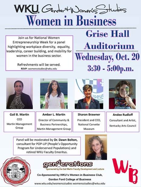2/2 Martin will take part in a Women in Business panel for National Women’s Entrepreneurship Week to highlight workplace diversity, equality, career building and more on 10/20 from 3:30-5:00 p.m. Learn more: bit.ly/3jh0OzW. @WKUGordonFord @WKUPcal @wkuenglish @WKUWIB
